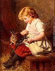 Rabbit Canvas Paintings - The Pet Rabbit
